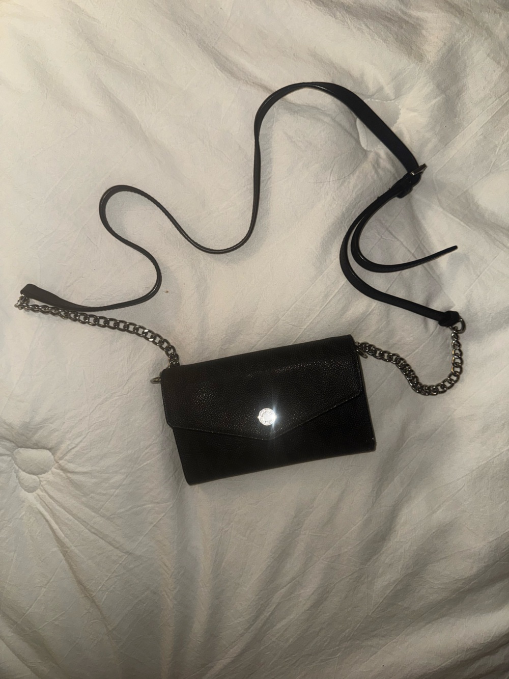 Black Michael Kors Chain Strap Crossbody Bag - MK Signature Women's Evening Bag